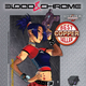 An illustration of a woman dressed in cyberpunk attire holds a machine gun on the cover of one of the Blood & Chrome supplement books.